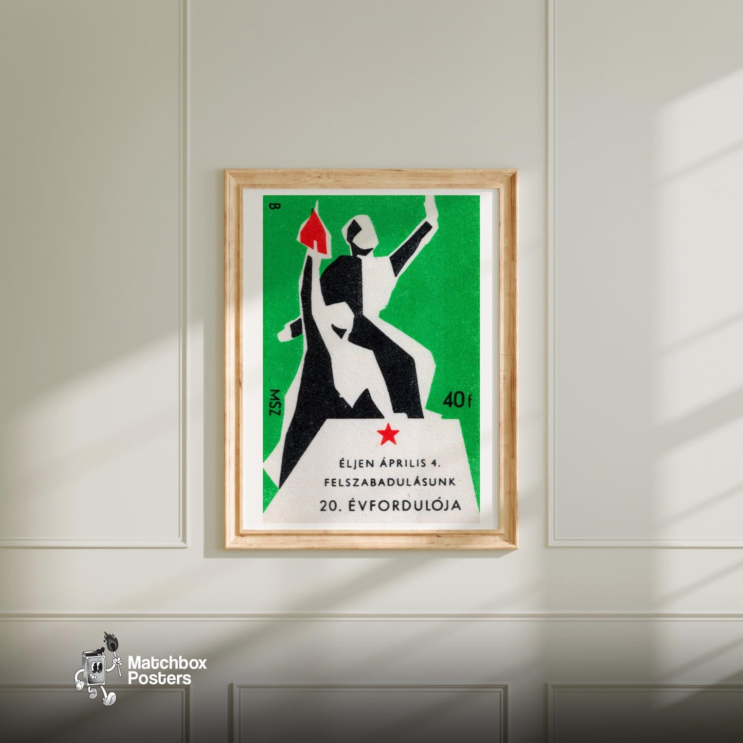 Victory Monument - vintage matchbox label print - bedroom mockup