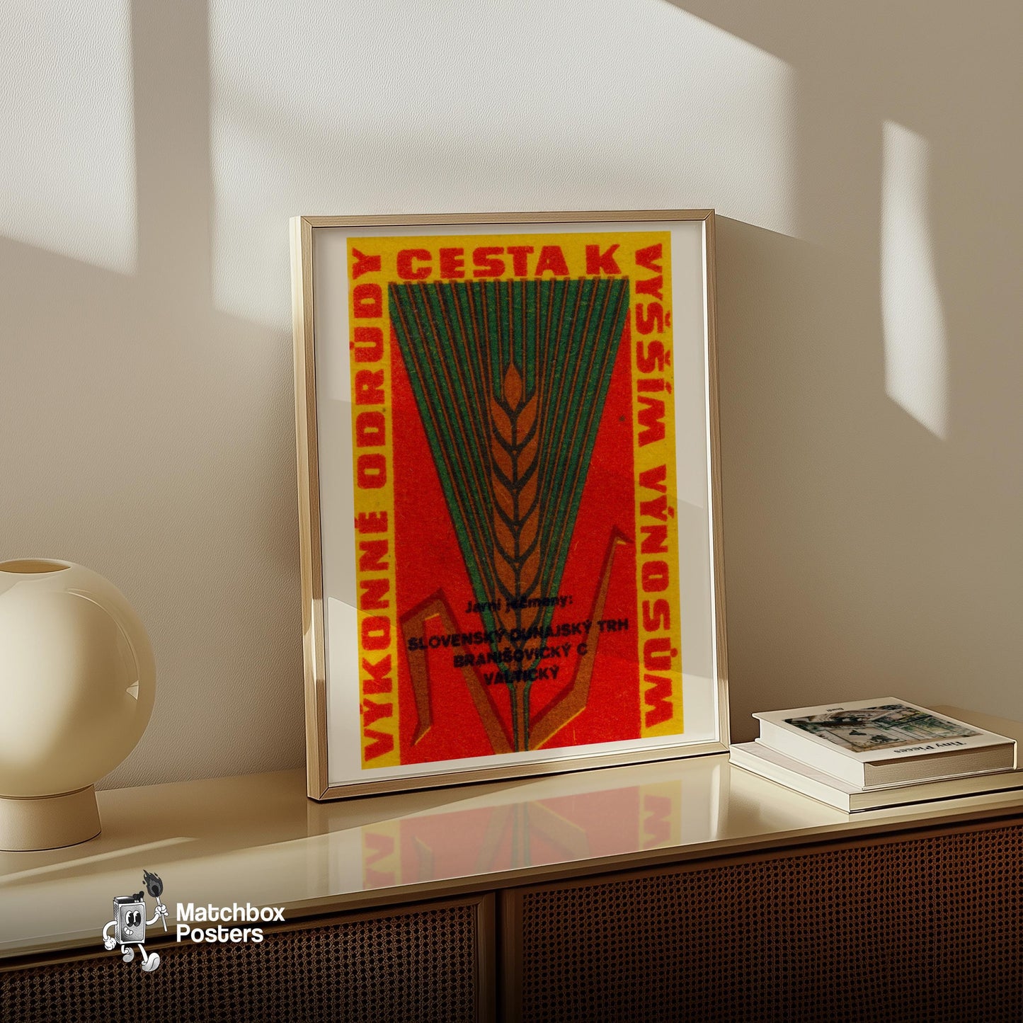 Wheat Farming - vintage matchbox label print - size comparison