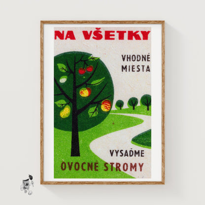 Fruit Trees - vintage matchbox label print
