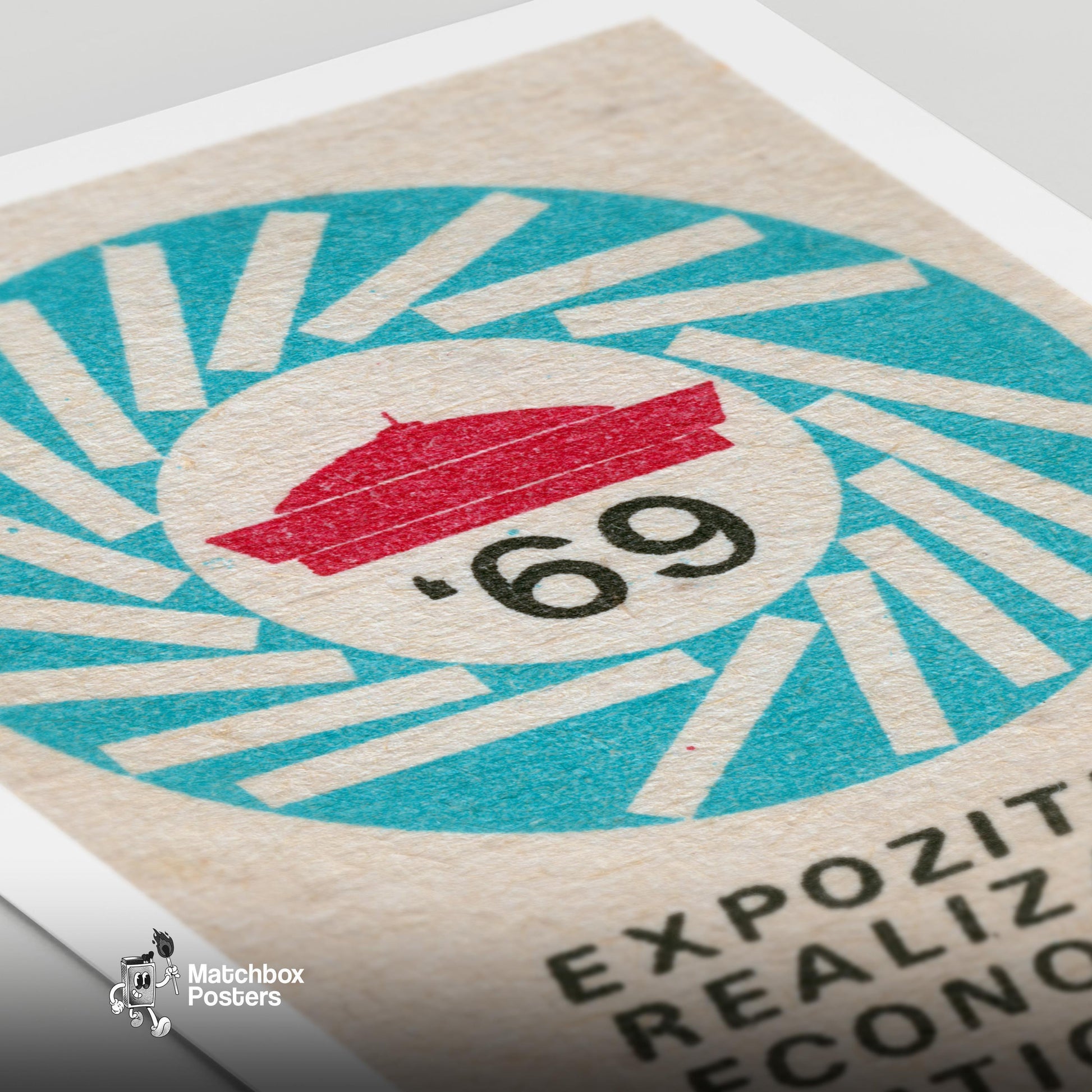 National Economy Showcase - vintage matchbox label print - close-up detail