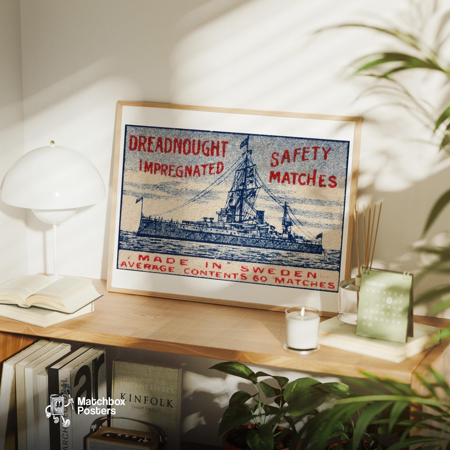 Dreadnought Ship - vintage matchbox label print - office wall