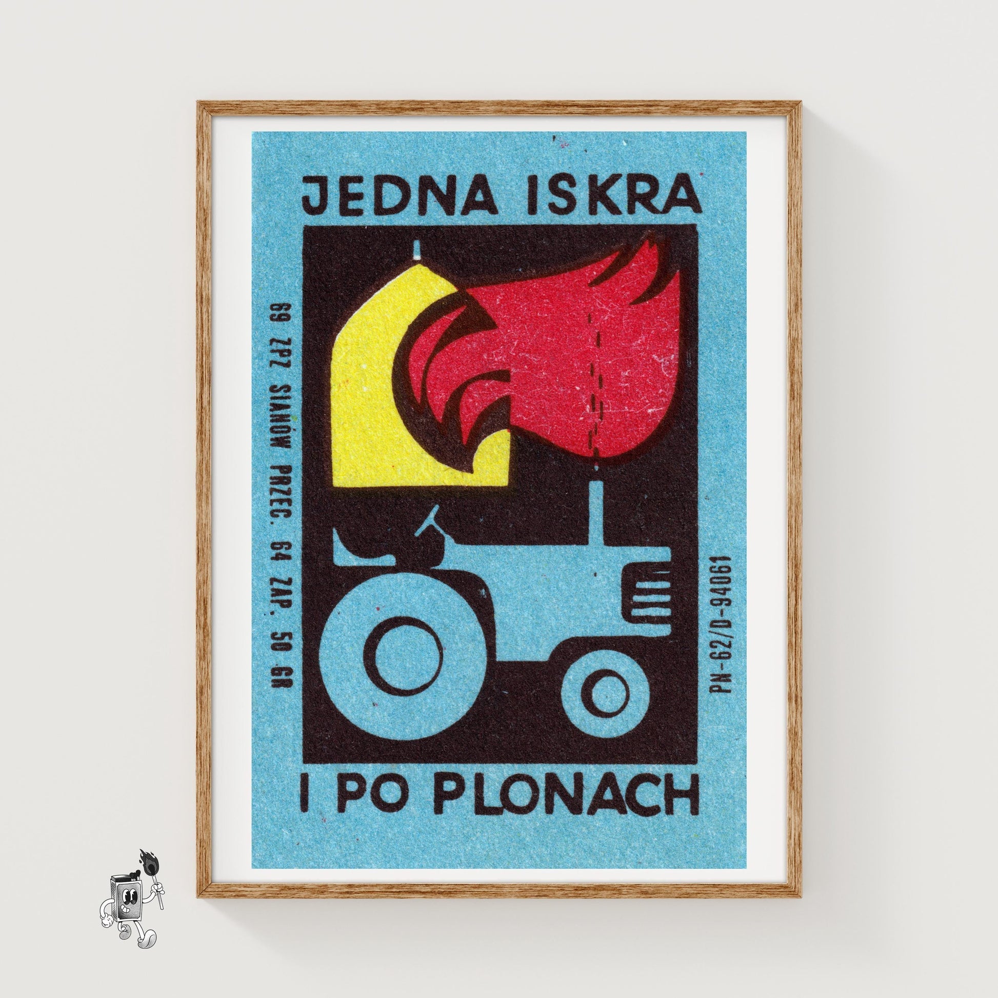 Burning Barn Tractor - vintage matchbox label print