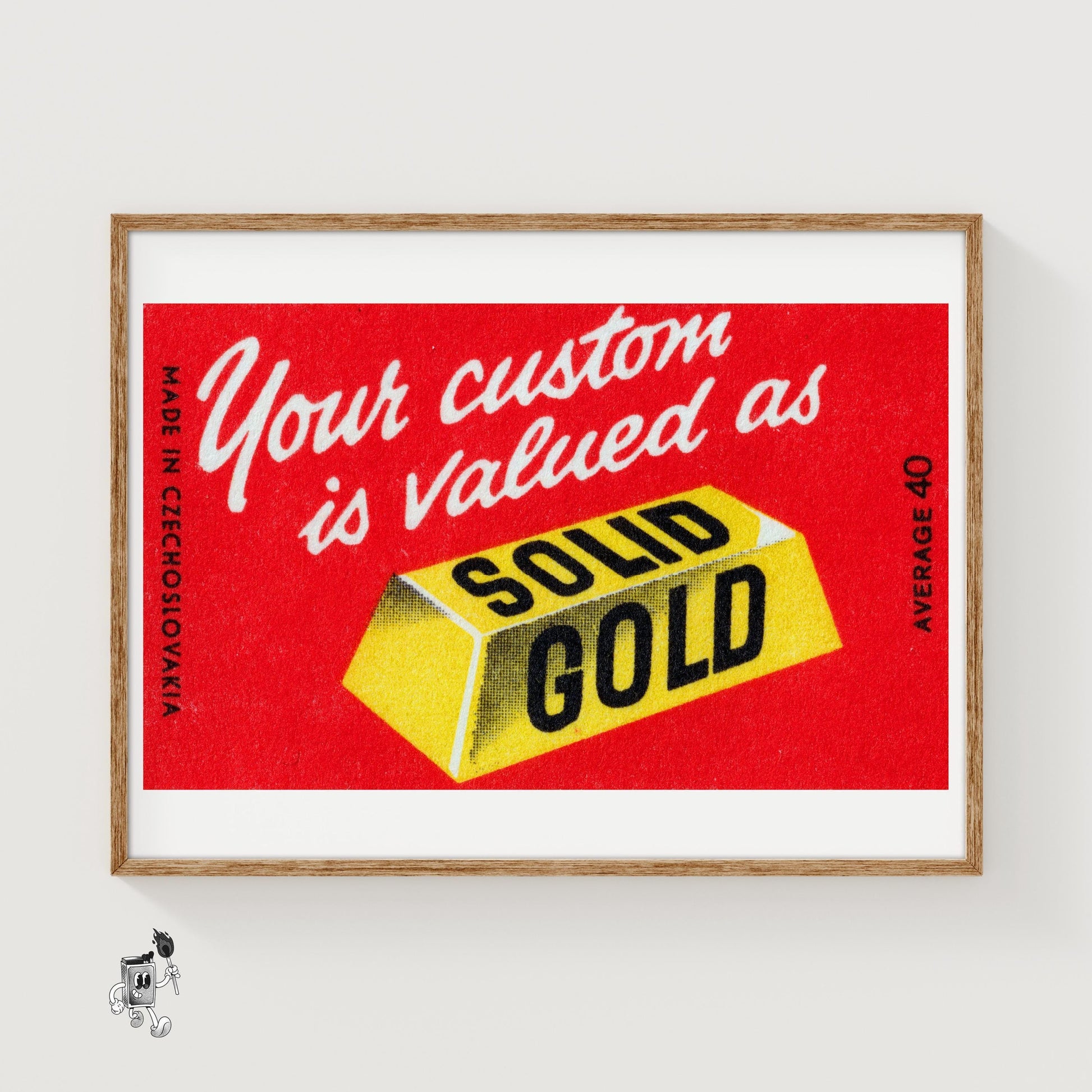 Gold Bar - vintage matchbox label print