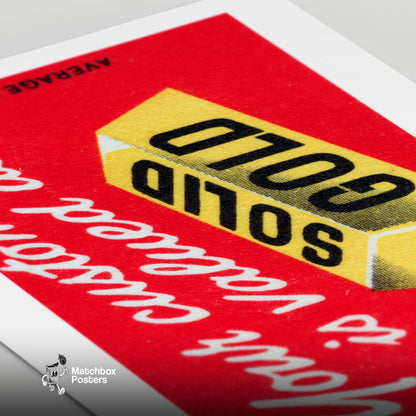Gold Bar - vintage matchbox label print - close-up detail