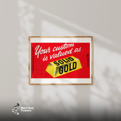 Gold Bar - vintage matchbox label print - bedroom mockup
