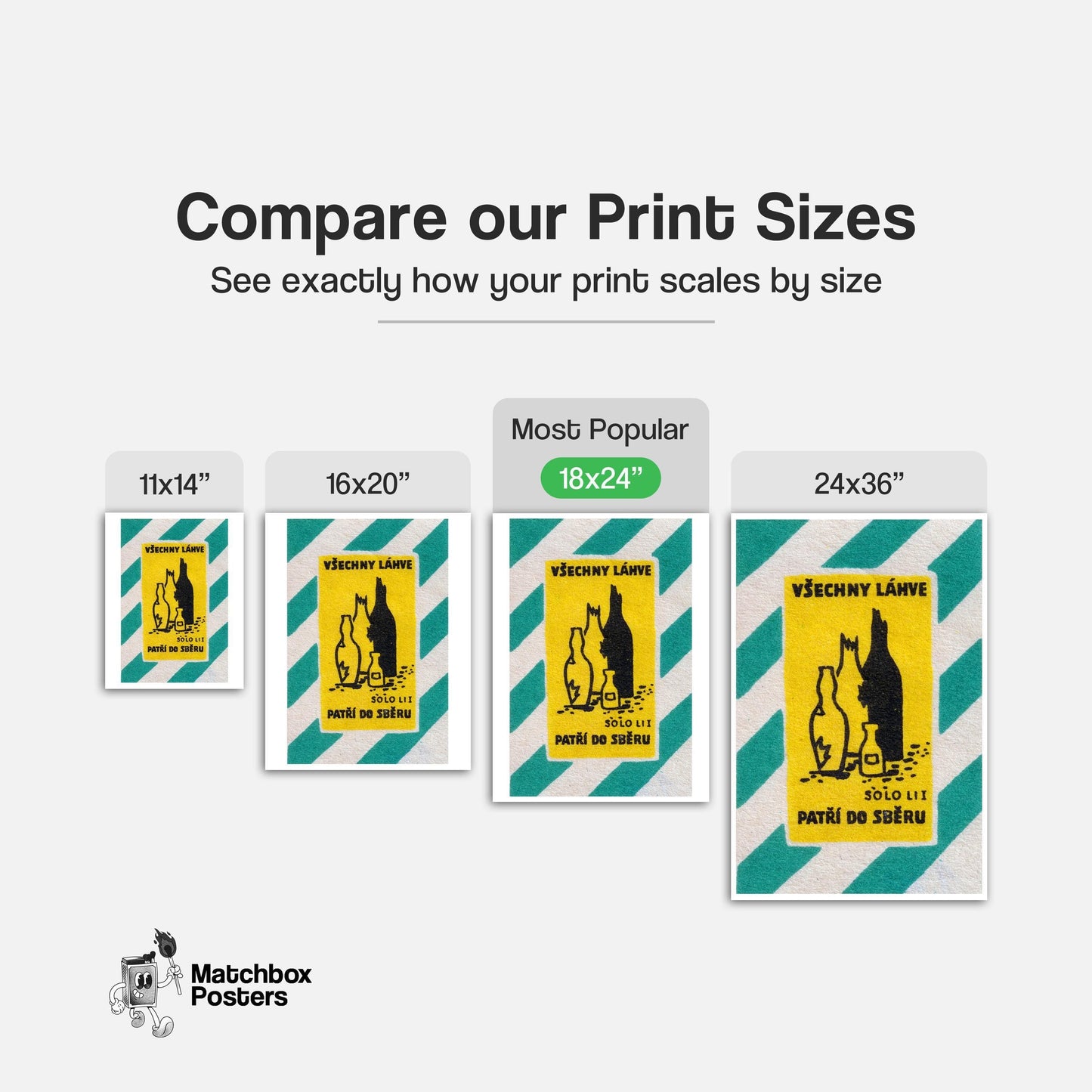 Broken Glass Bottles - vintage matchbox label print - gallery wall preview