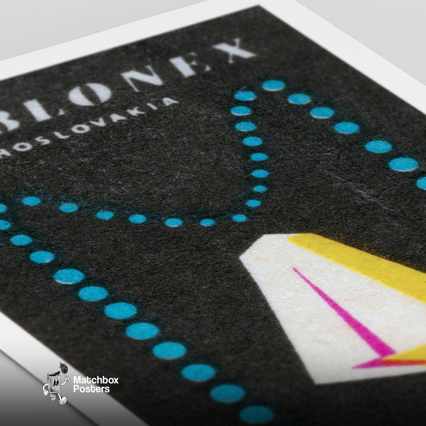 Geometric Shapes - vintage matchbox label print - close-up detail