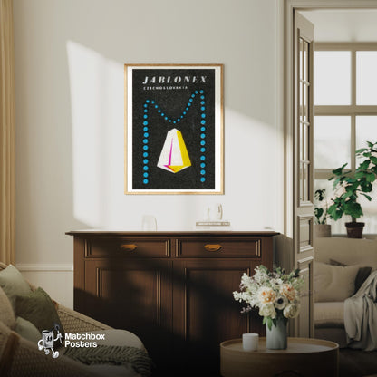 Geometric Shapes - vintage matchbox label print - living room mockup