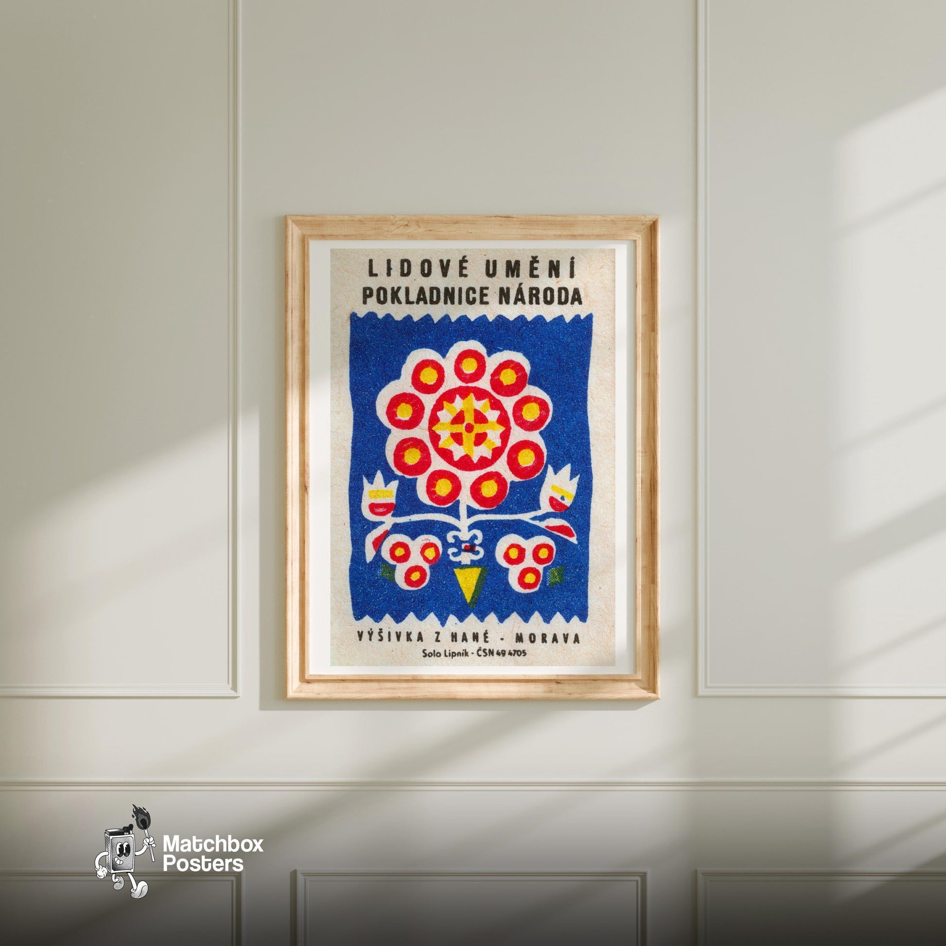 Floral - vintage matchbox label print - bedroom mockup