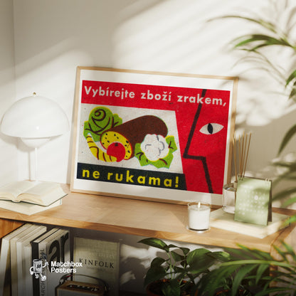 Vegetables - vintage matchbox label print - office wall