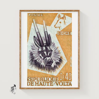 Animal Mask - vintage matchbox label print