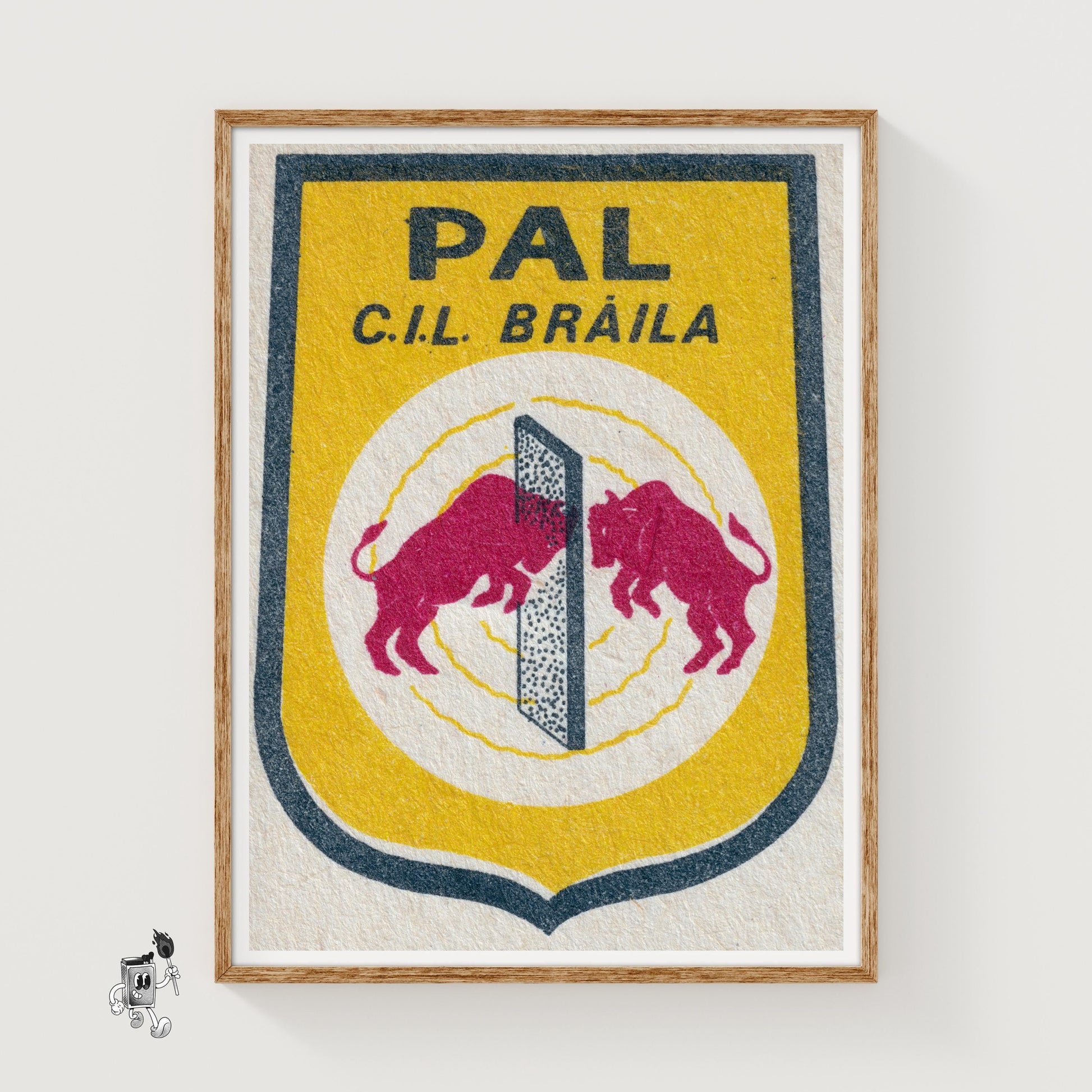 Fighting Bulls - vintage matchbox label print
