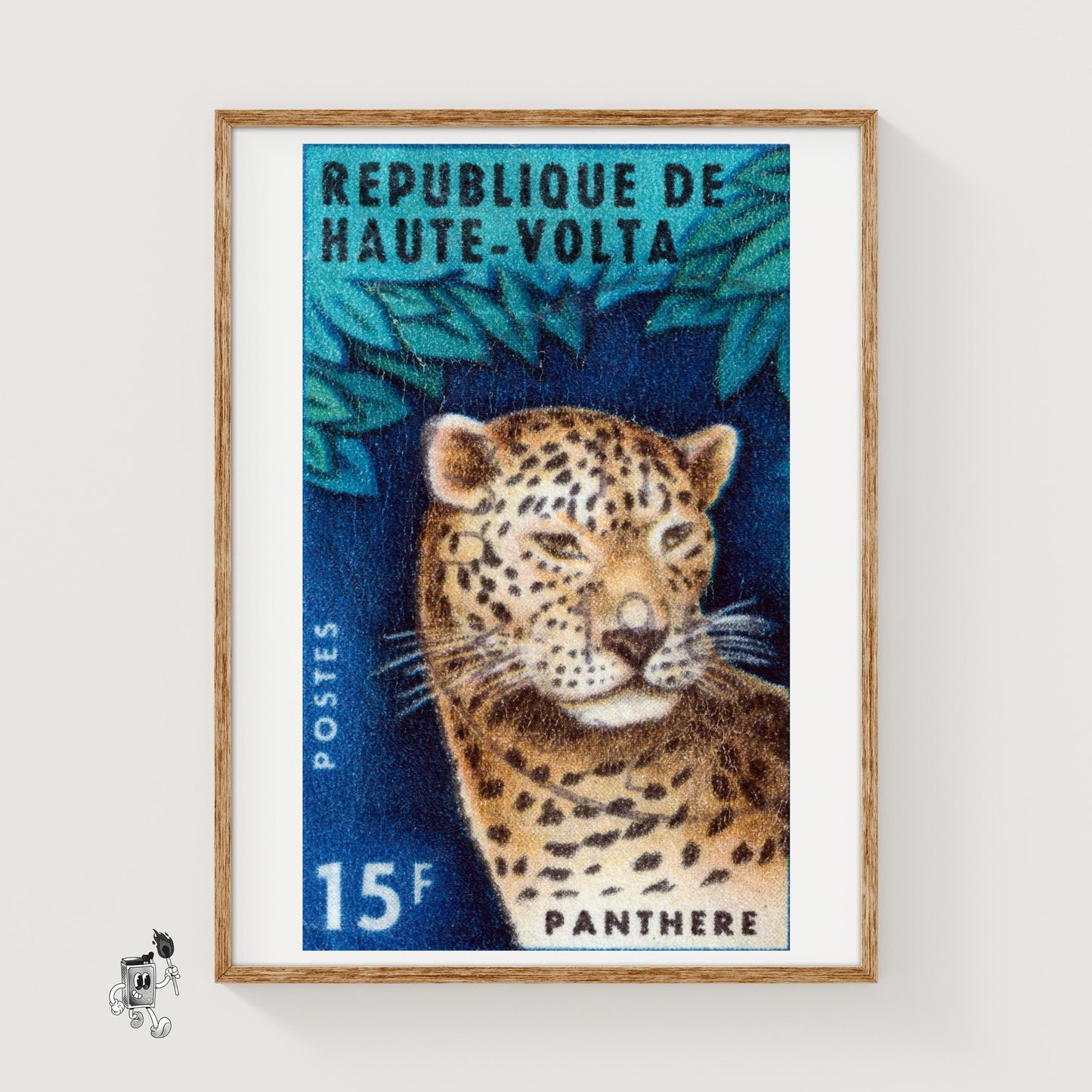 Leopard Republique de Haute-Volta - vintage matchbox label print