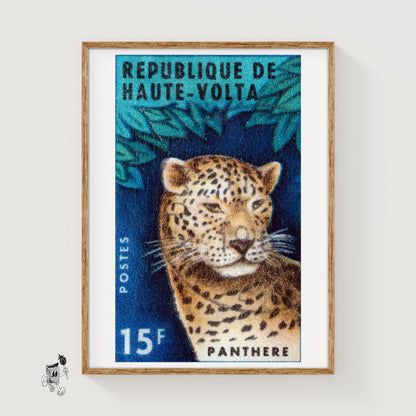 Leopard Republique de Haute-Volta - vintage matchbox label print