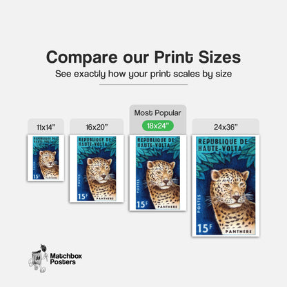 Leopard Republique de Haute-Volta - vintage matchbox label print - gallery wall preview