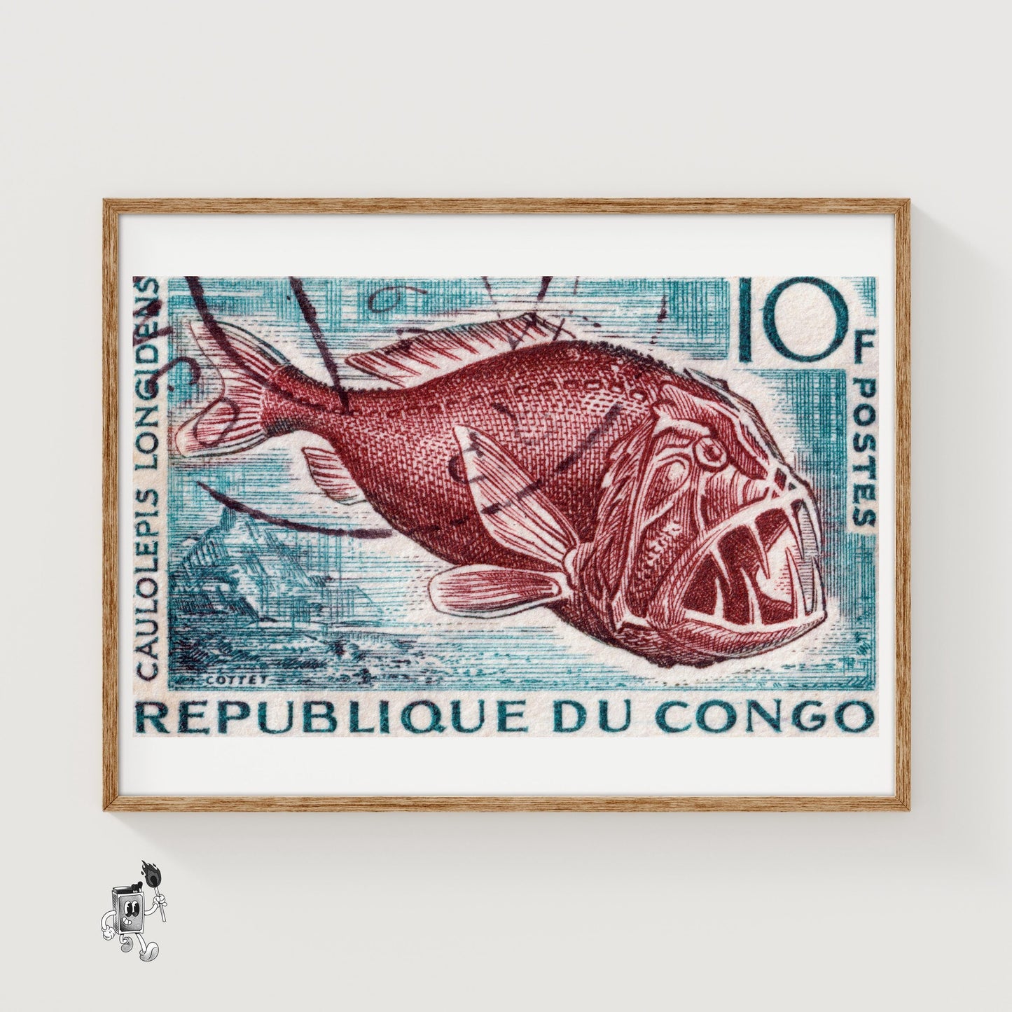 Deep Sea Fish - vintage matchbox label print