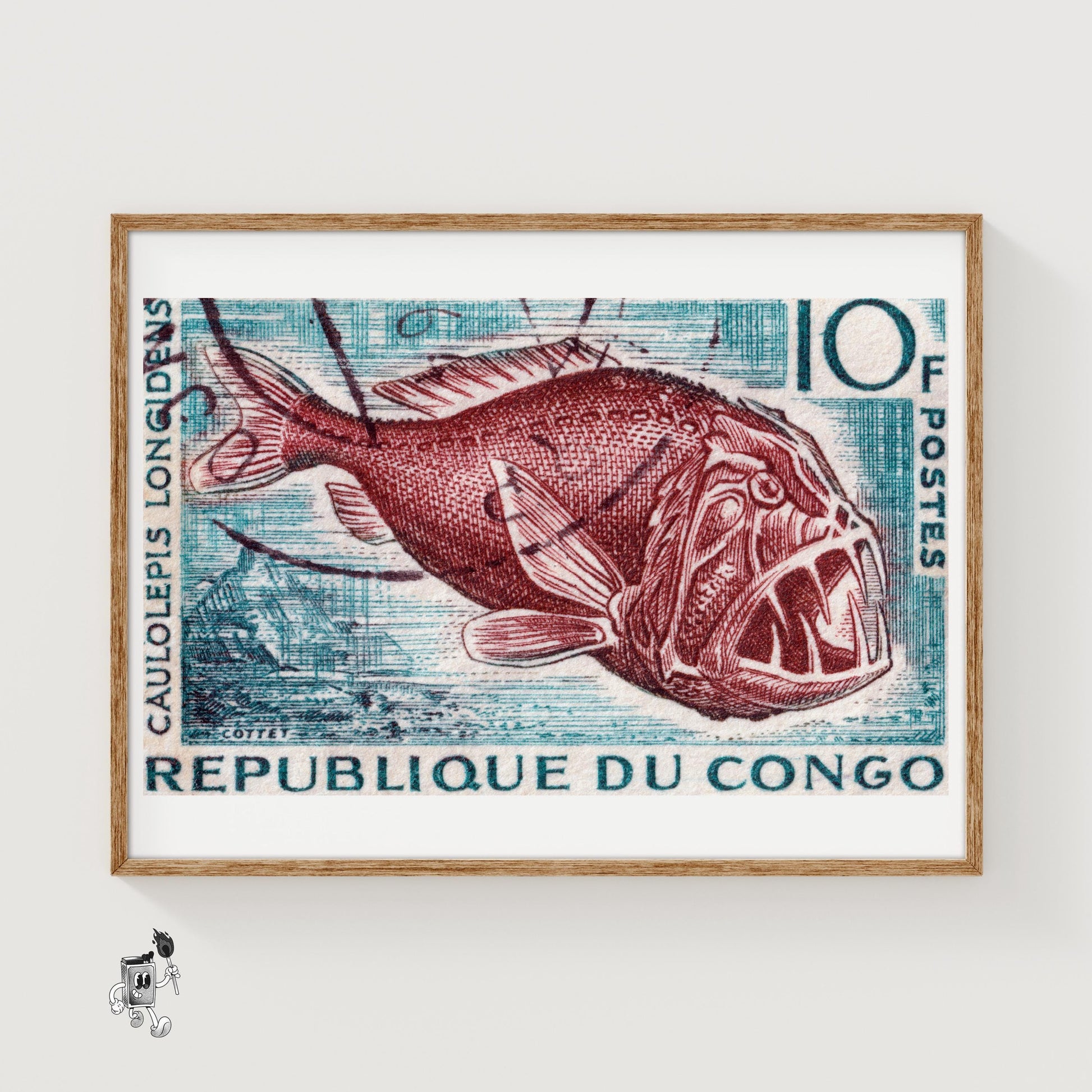 Deep Sea Fish - vintage matchbox label print