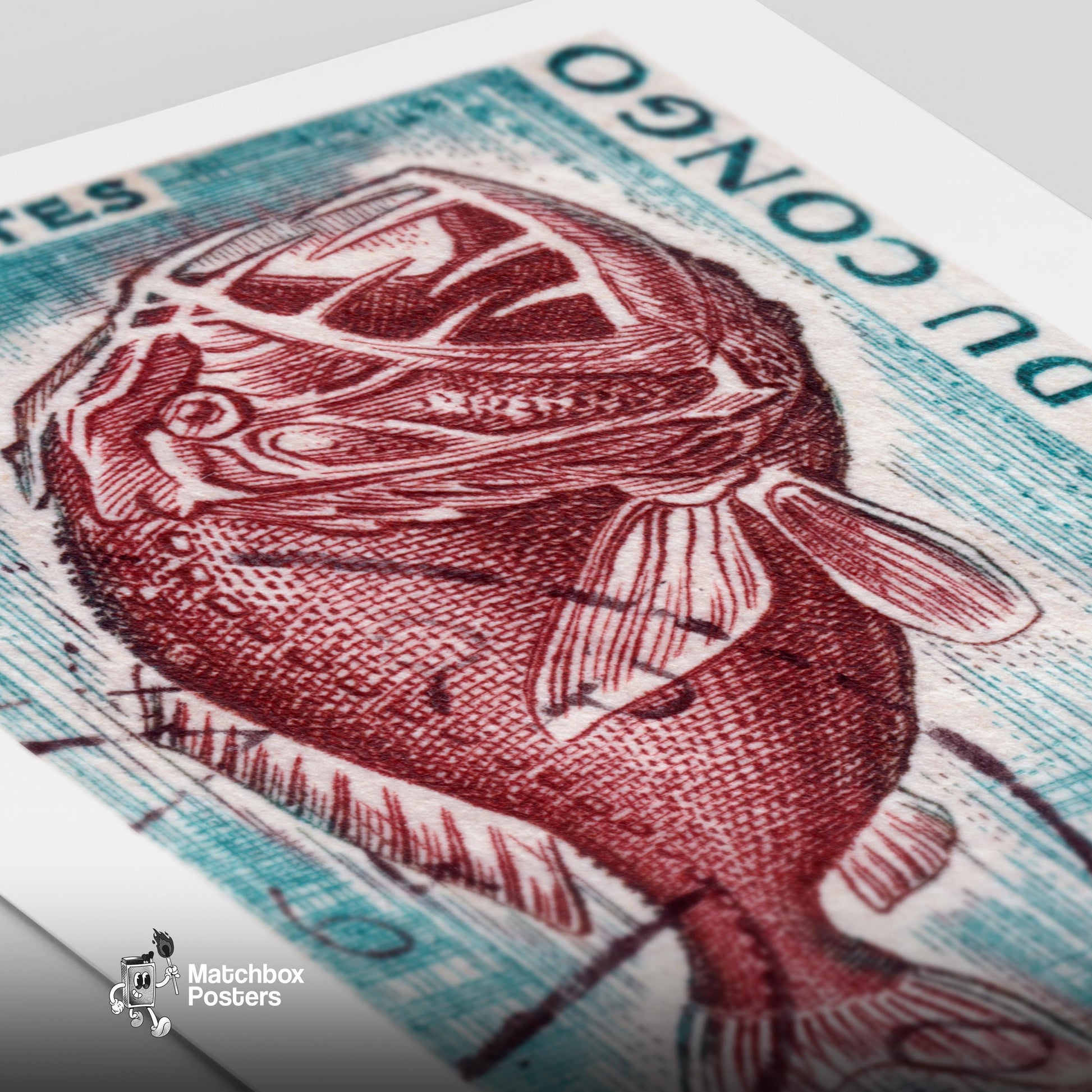 Deep Sea Fish - vintage matchbox label print - close-up detail