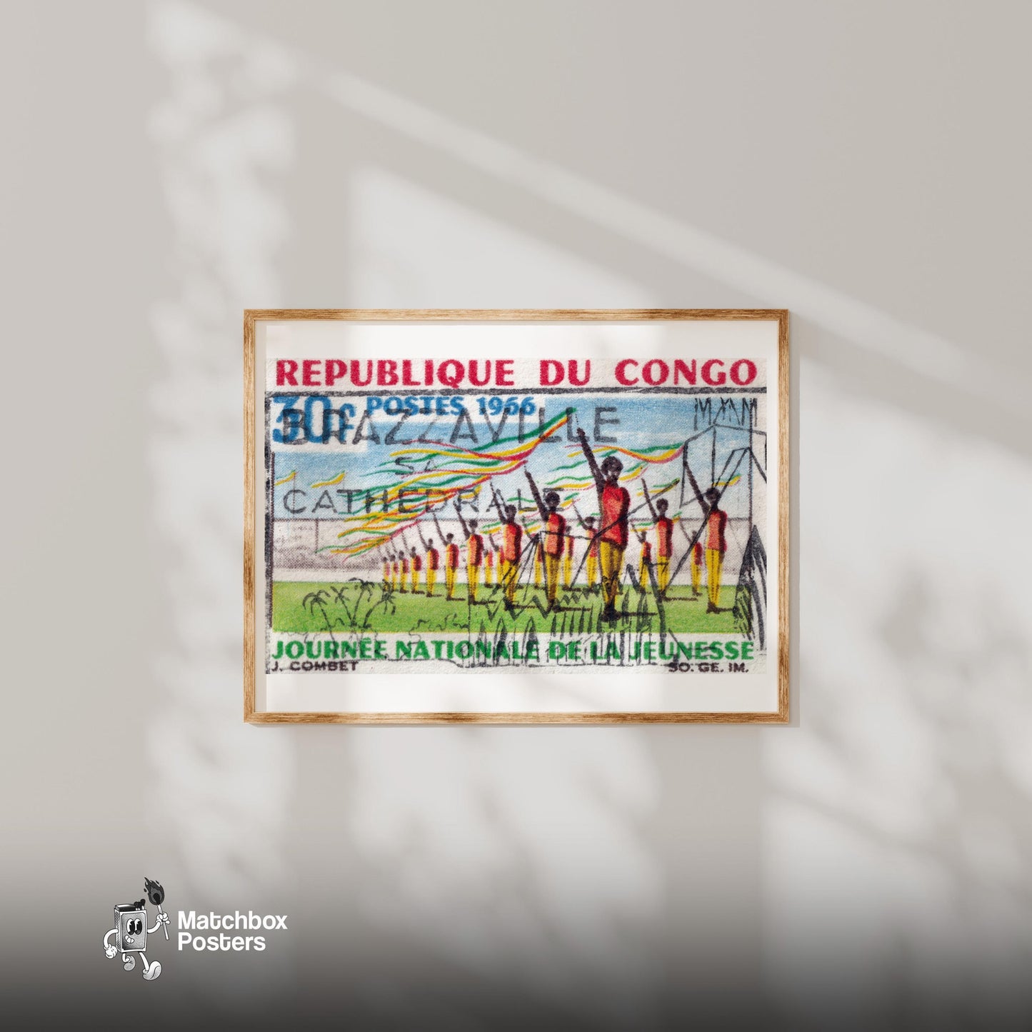 National Parade - vintage matchbox label print - bedroom mockup