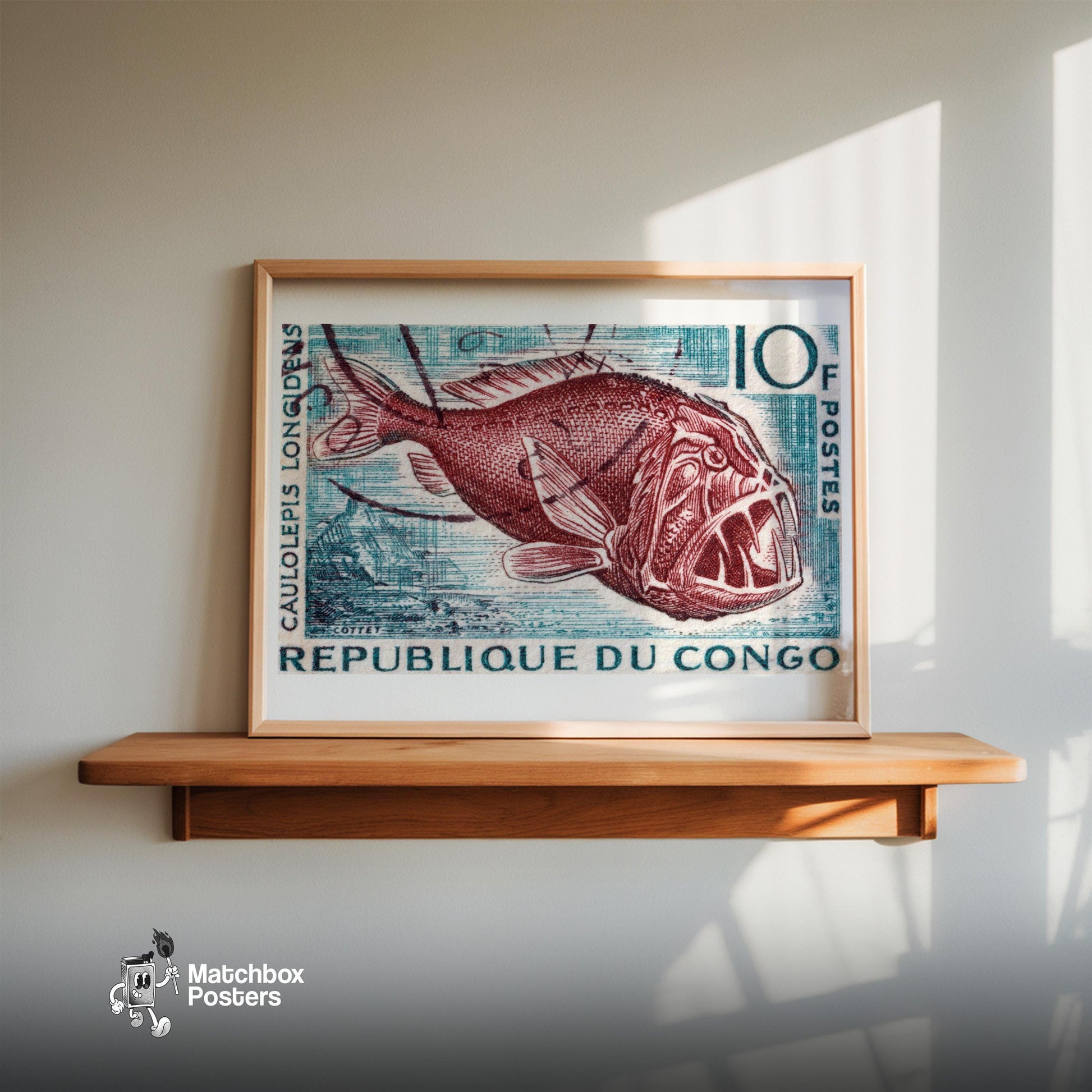 Deep Sea Fish - vintage matchbox label print - size comparison