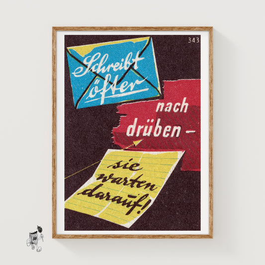 Envelope and Letter - vintage matchbox label print