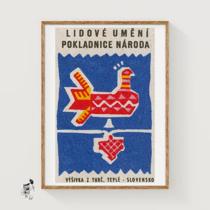 Red Bird - vintage matchbox label print