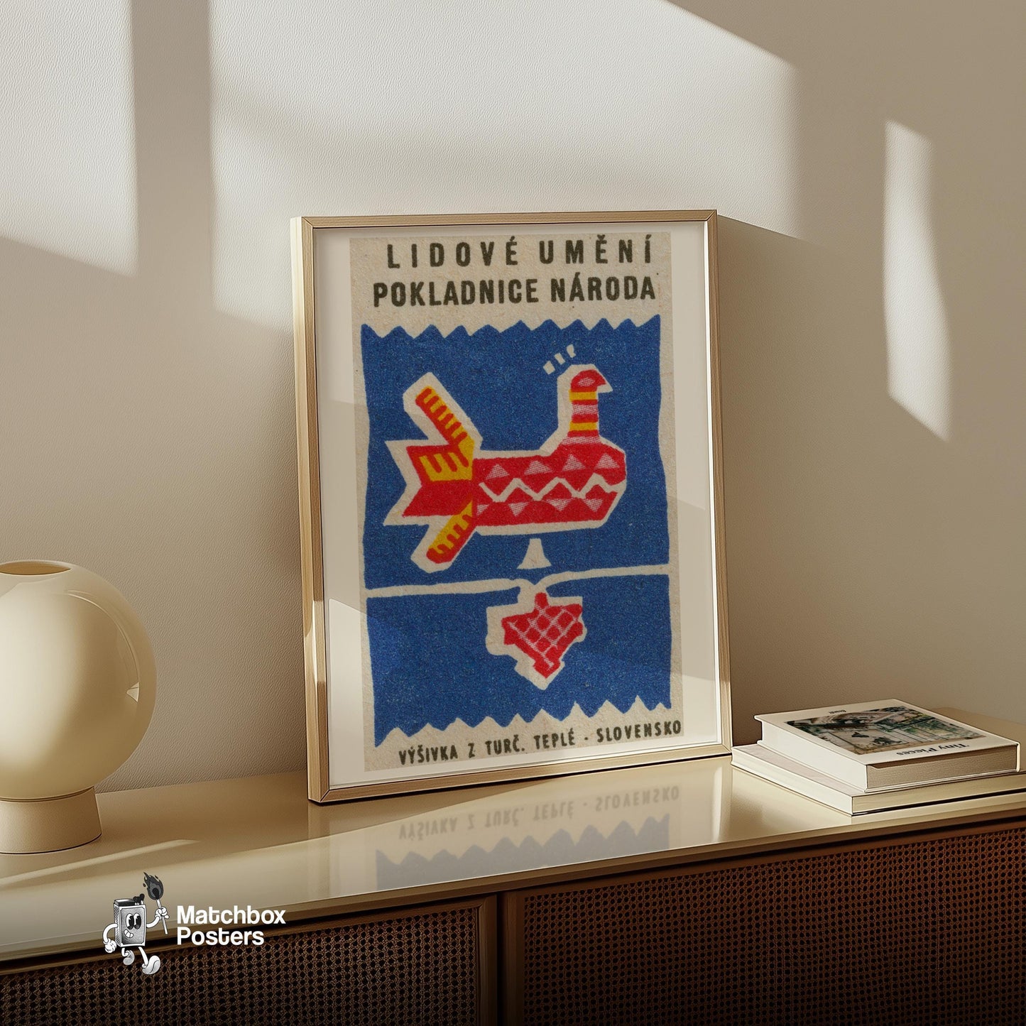 Red Bird - vintage matchbox label print - size comparison
