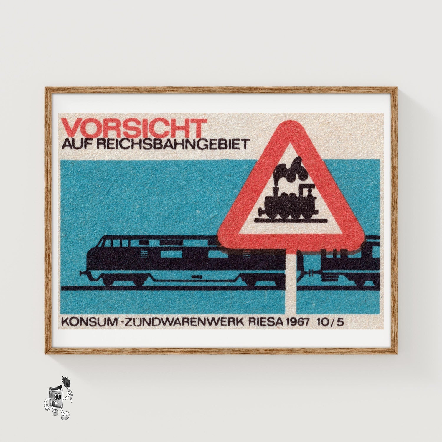 Train Germany 1960s-70s Matchbox Label - vintage matchbox label print