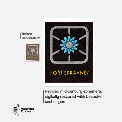 Stove Burner - vintage matchbox label print - framed wall art preview