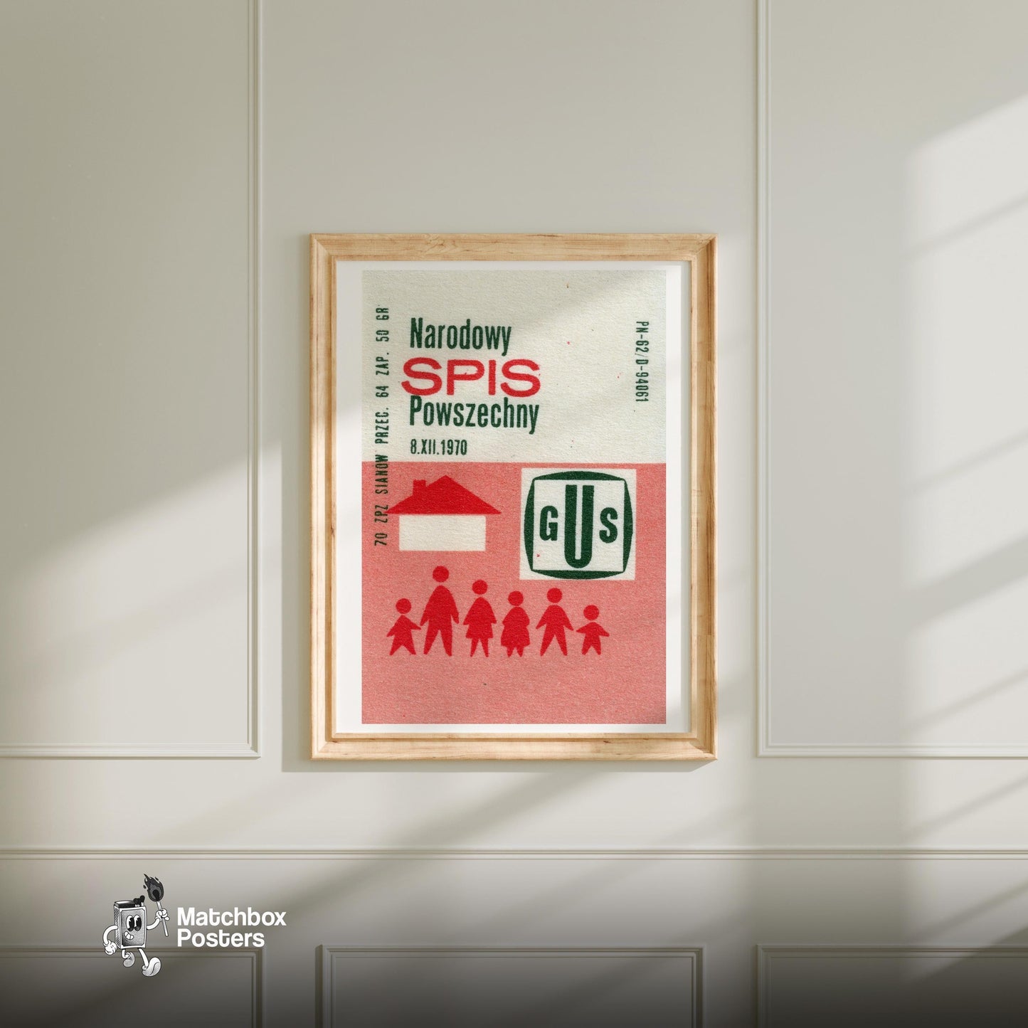 National Census - vintage matchbox label print - bedroom mockup