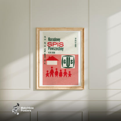 National Census - vintage matchbox label print - bedroom mockup