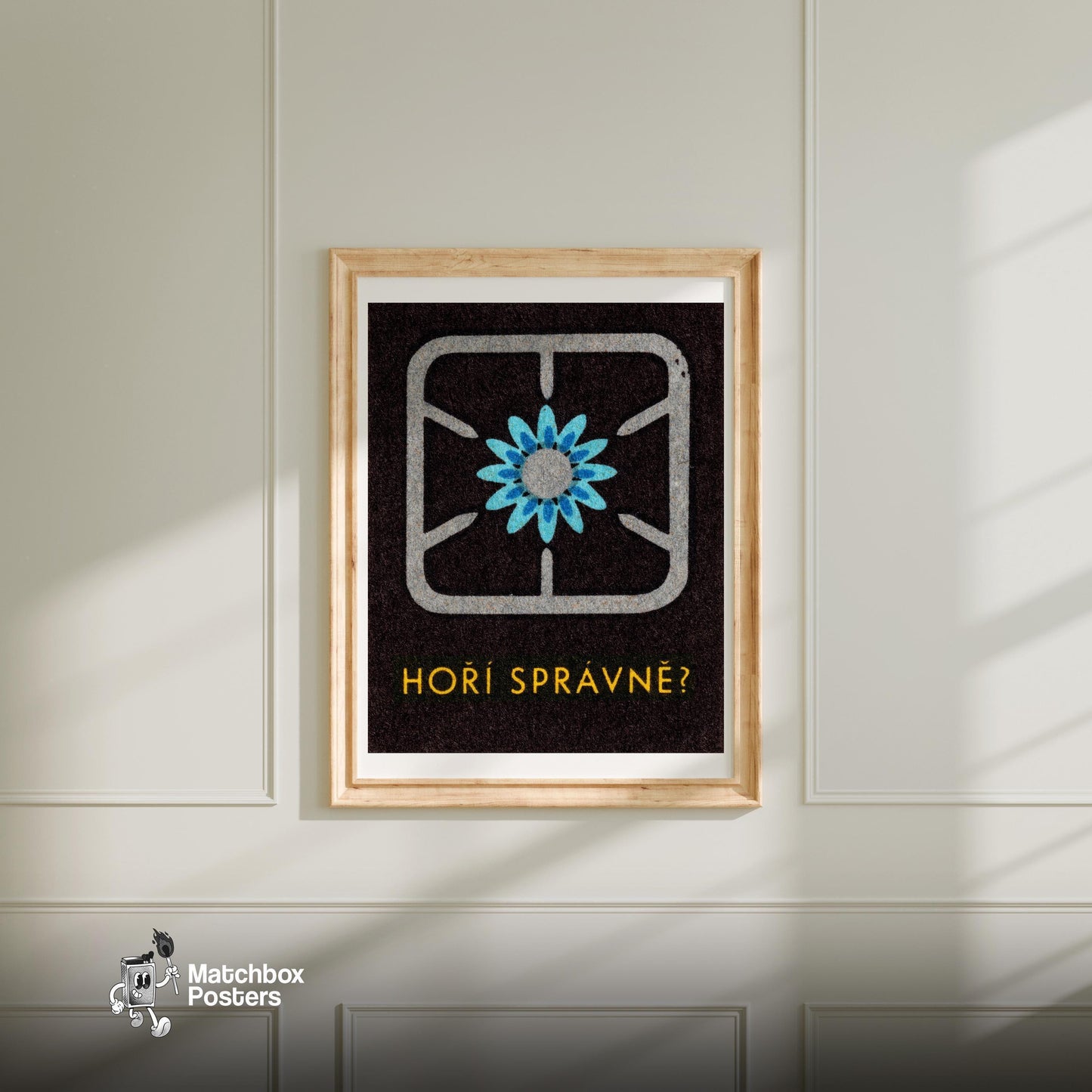 Stove Burner - vintage matchbox label print - bedroom mockup