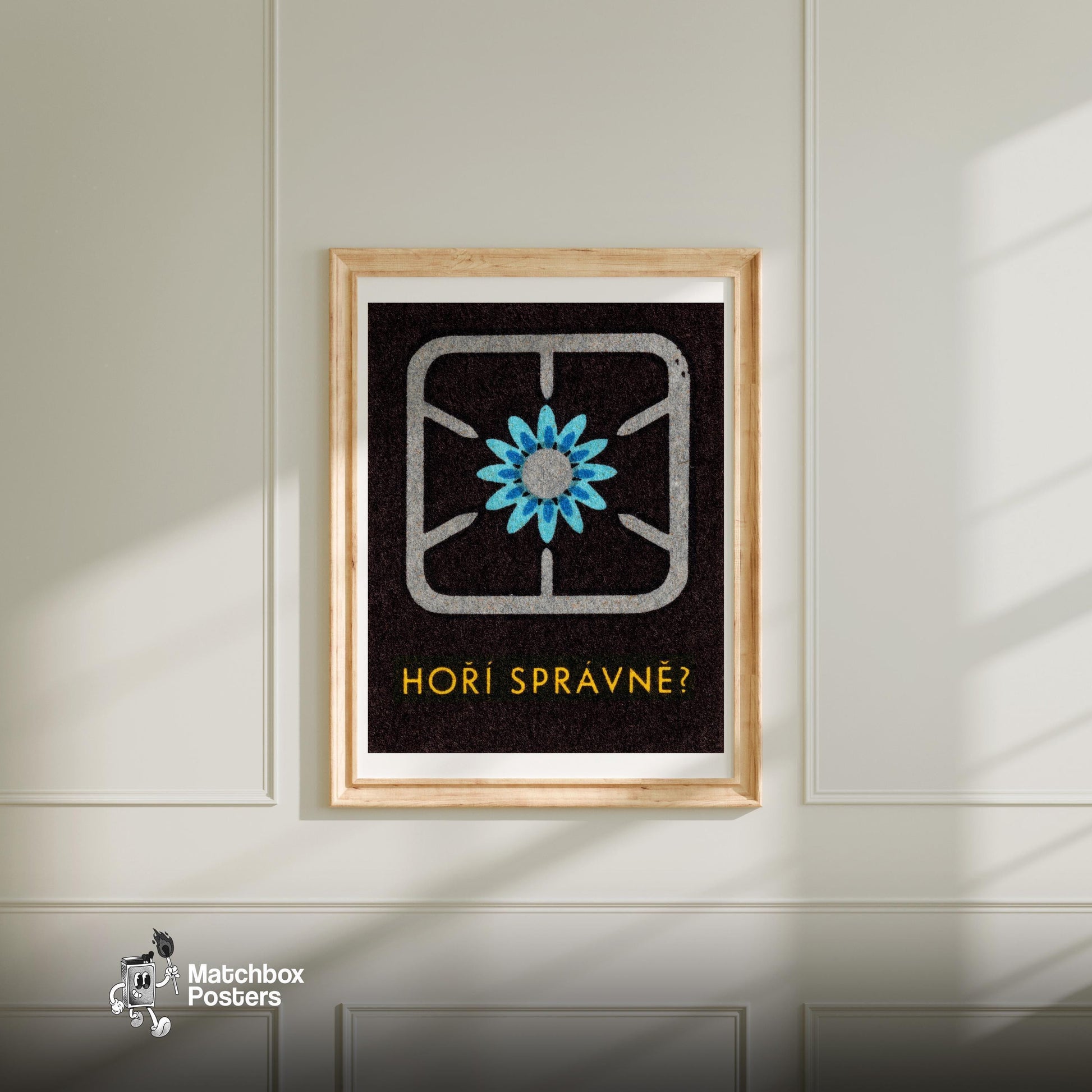 Stove Burner - vintage matchbox label print - bedroom mockup
