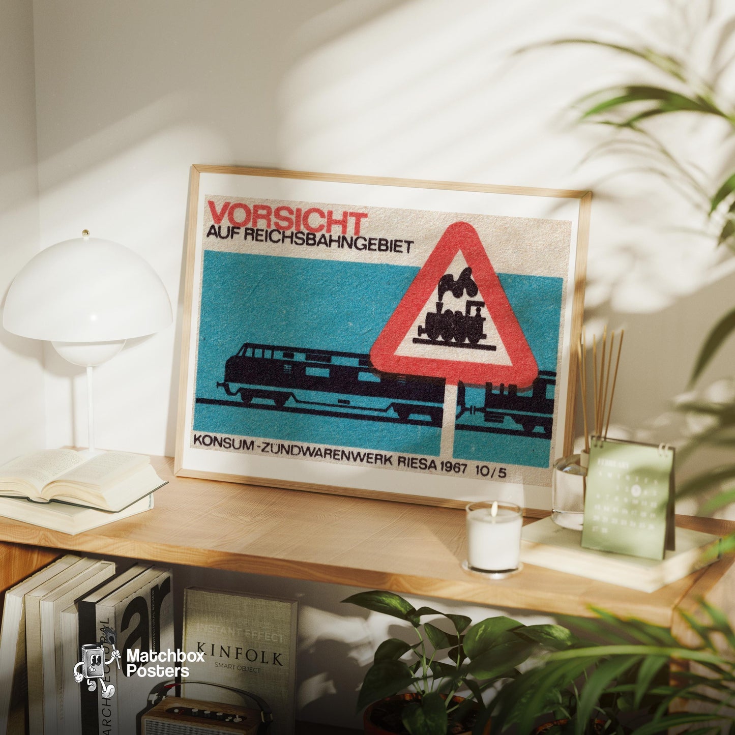 Train Germany 1960s-70s Matchbox Label - vintage matchbox label print - office wall