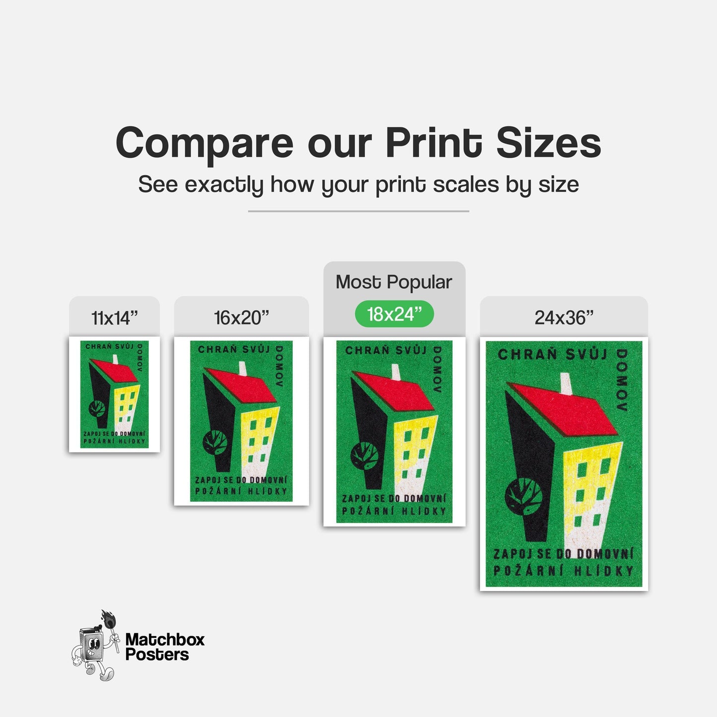 Geometric Building - vintage matchbox label print - gallery wall preview