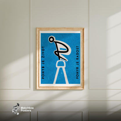 Gymnastics for Health - vintage matchbox label print - bedroom mockup