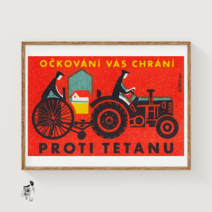 Farm Tractor - vintage matchbox label print
