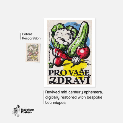 Vegetable - vintage matchbox label print - framed wall art preview