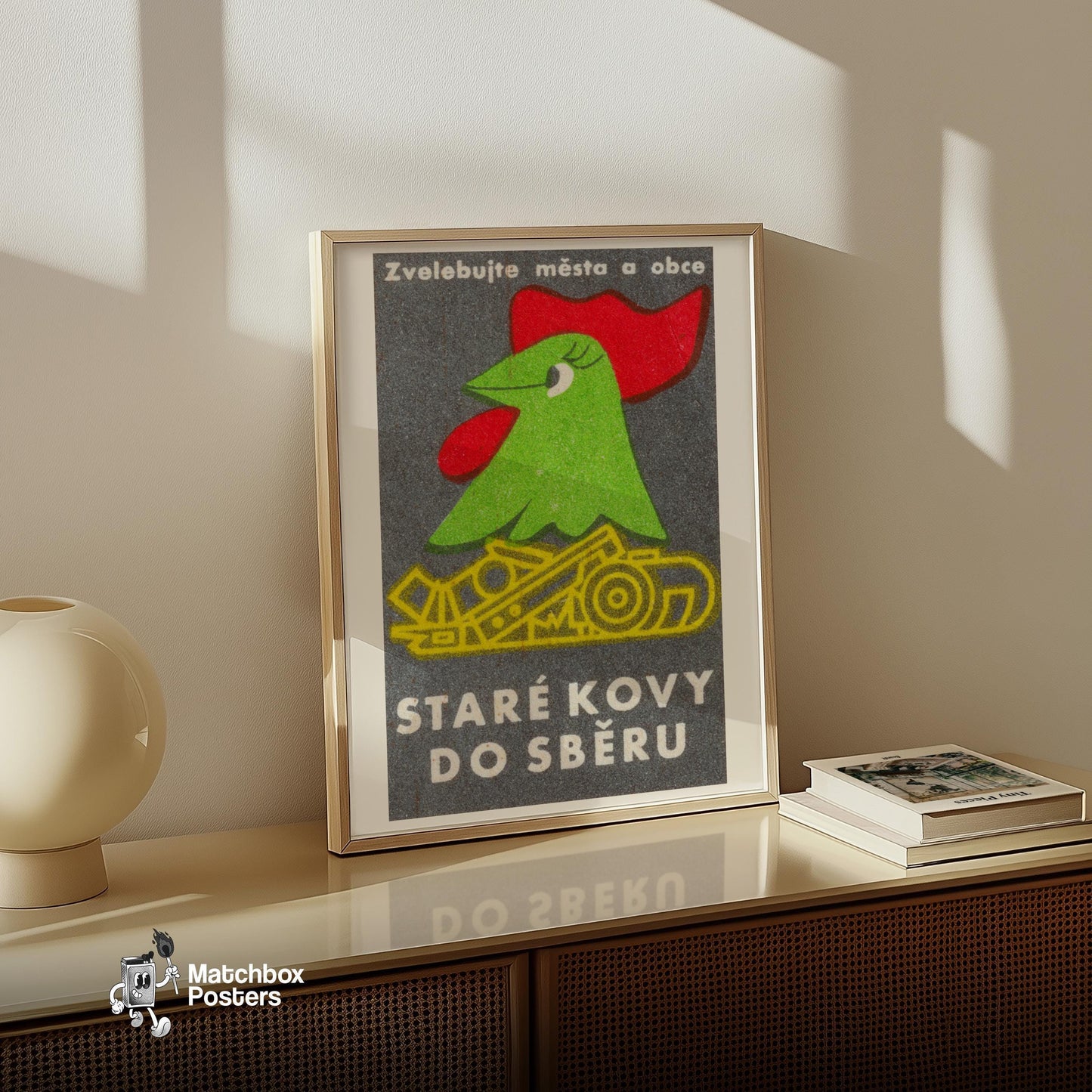 Please Recycle Metal! - vintage matchbox label print - size comparison
