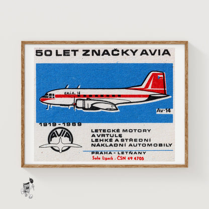 Red Vintage Aeroplane - vintage matchbox label print