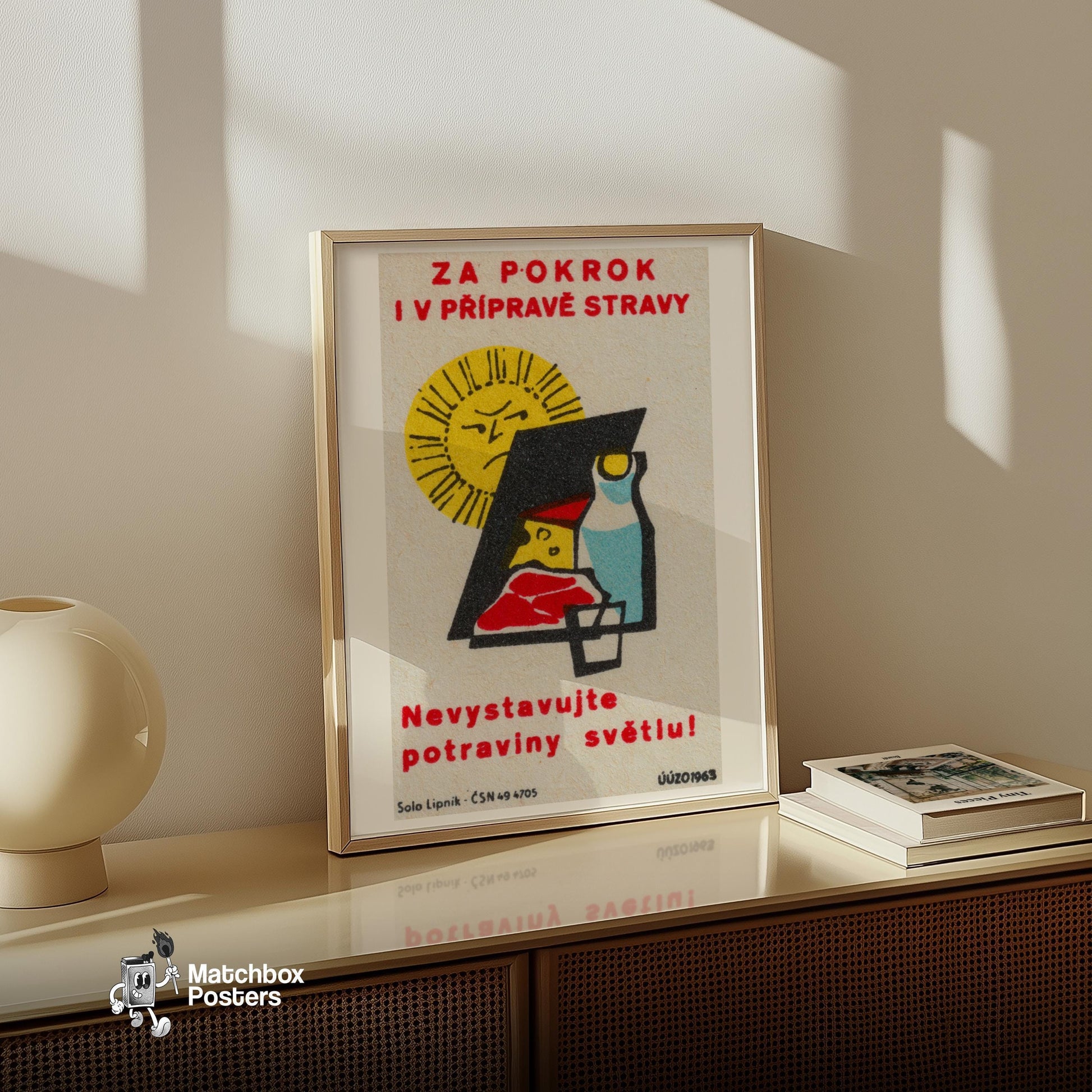 Keep Food out of Sun - vintage matchbox label print - size comparison