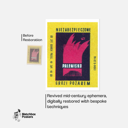 Beware of Fire Danger - vintage matchbox label print - framed wall art preview