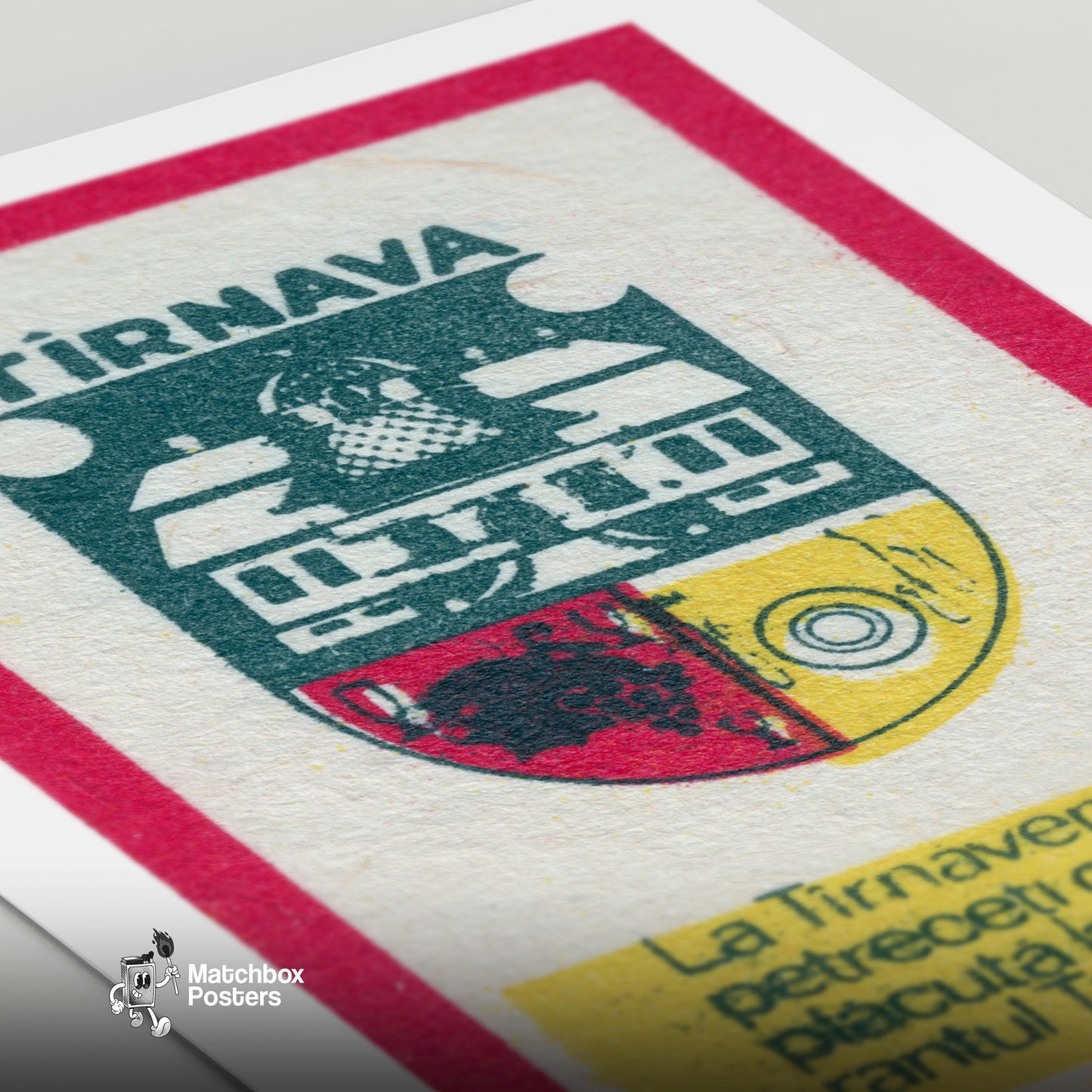 Coat Of Arms Romania - vintage matchbox label print - close-up detail