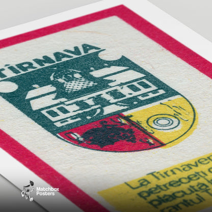 Coat Of Arms Romania - vintage matchbox label print - close-up detail