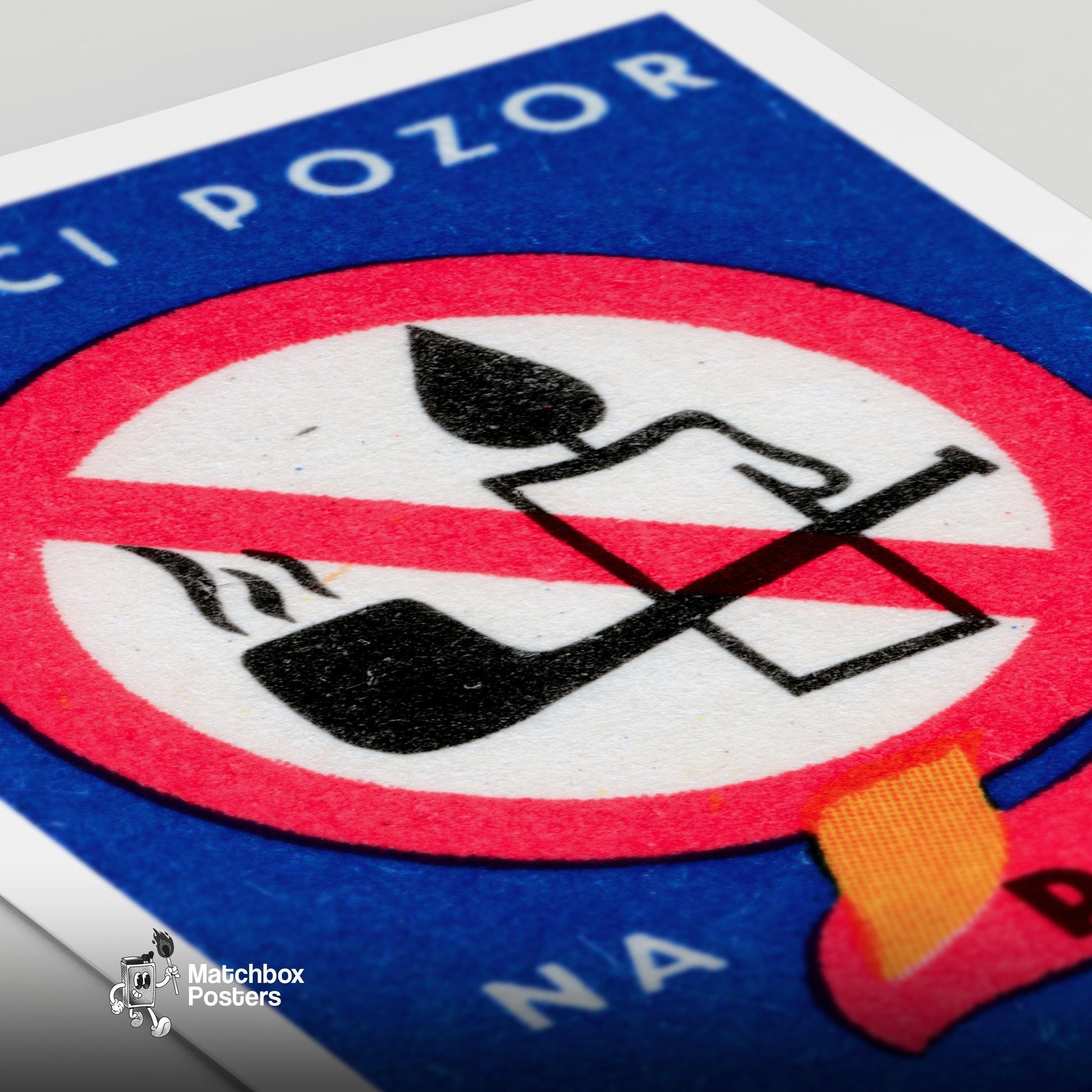 No Pipes or Candles - vintage matchbox label print - close-up detail