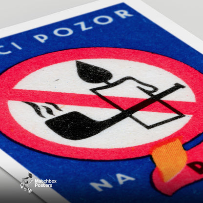 No Pipes or Candles - vintage matchbox label print - close-up detail