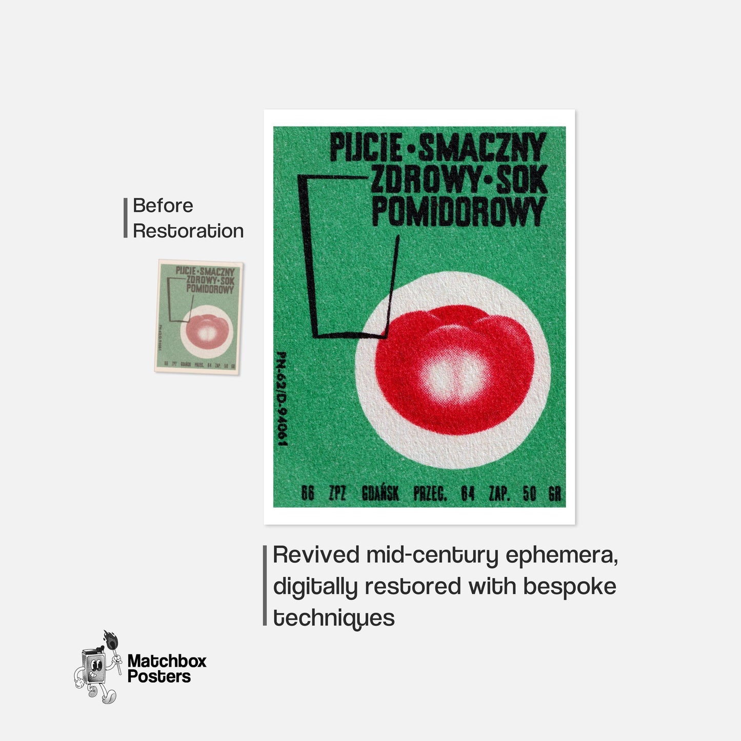 Tomato - vintage matchbox label print - framed wall art preview