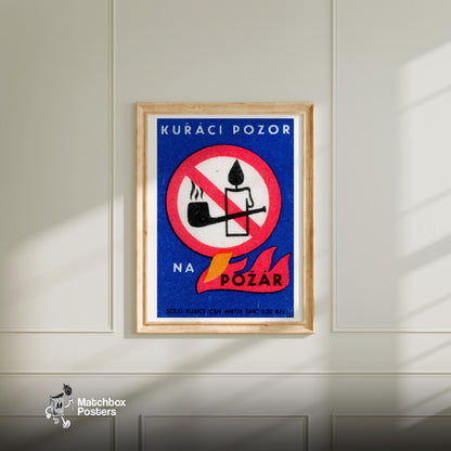 No Pipes or Candles - vintage matchbox label print - bedroom mockup
