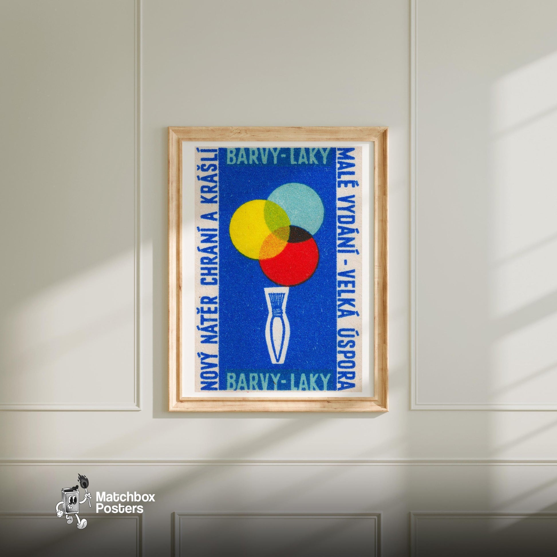 Paintbrush - vintage matchbox label print - bedroom mockup