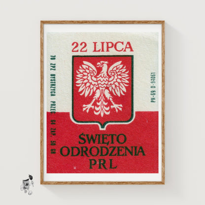Polish Eagle Emblem - vintage matchbox label print